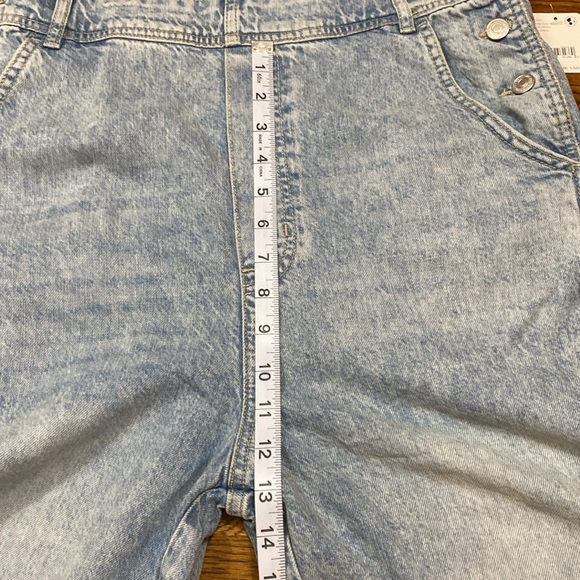 NWT We The Free Denim Overalls Size Small Blue Wide Leg Distressed Lyocell - Picture 8 of 13